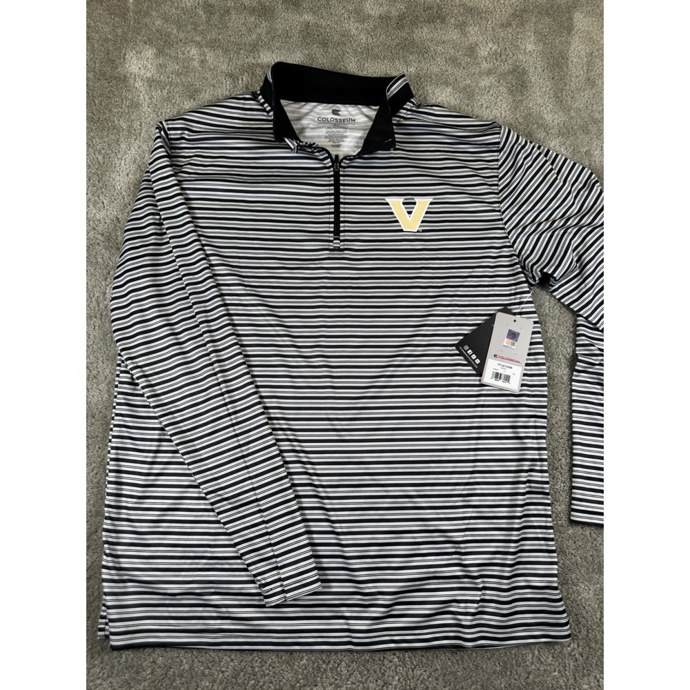Vanderbilt Commodores Colosseum Mens XL 1/4 Zip Striped Pullover FFUZ10385 NWT